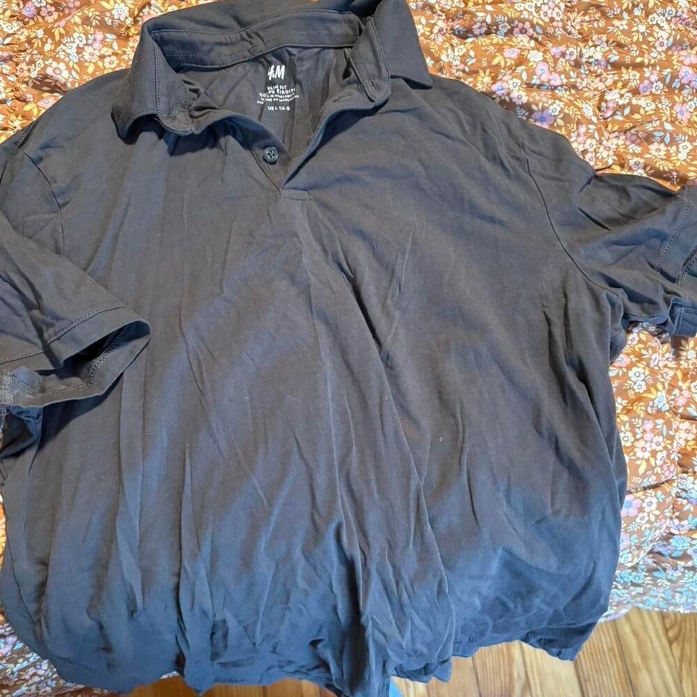 H-m Men's Black and Grey Polo-shirts